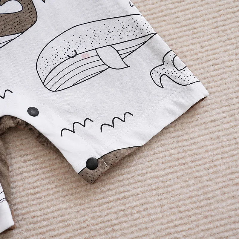 Mini Whale Suspender Romper