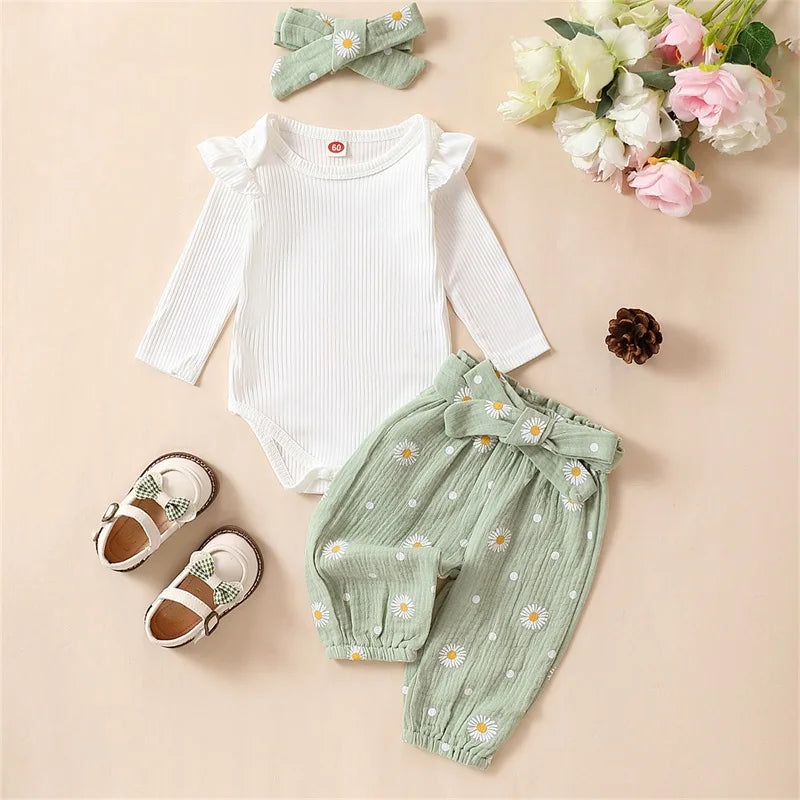 Mini Daisy Ruffle Pants Set